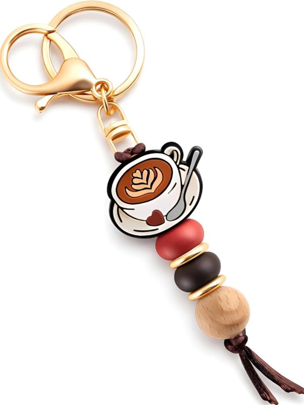 Coffee Cup Silicone Beads Keychain for Women and Men Cute Key Chain Holder for C